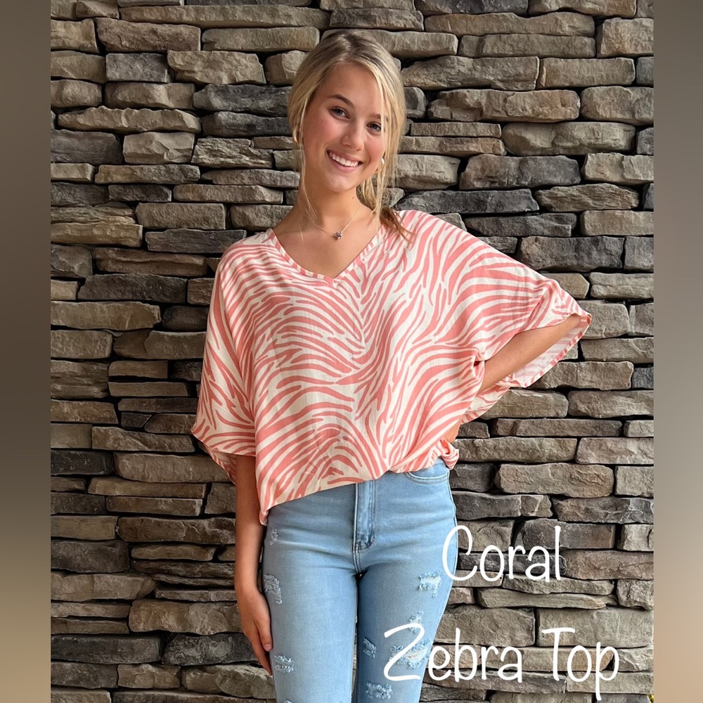 Coral Zebra Top